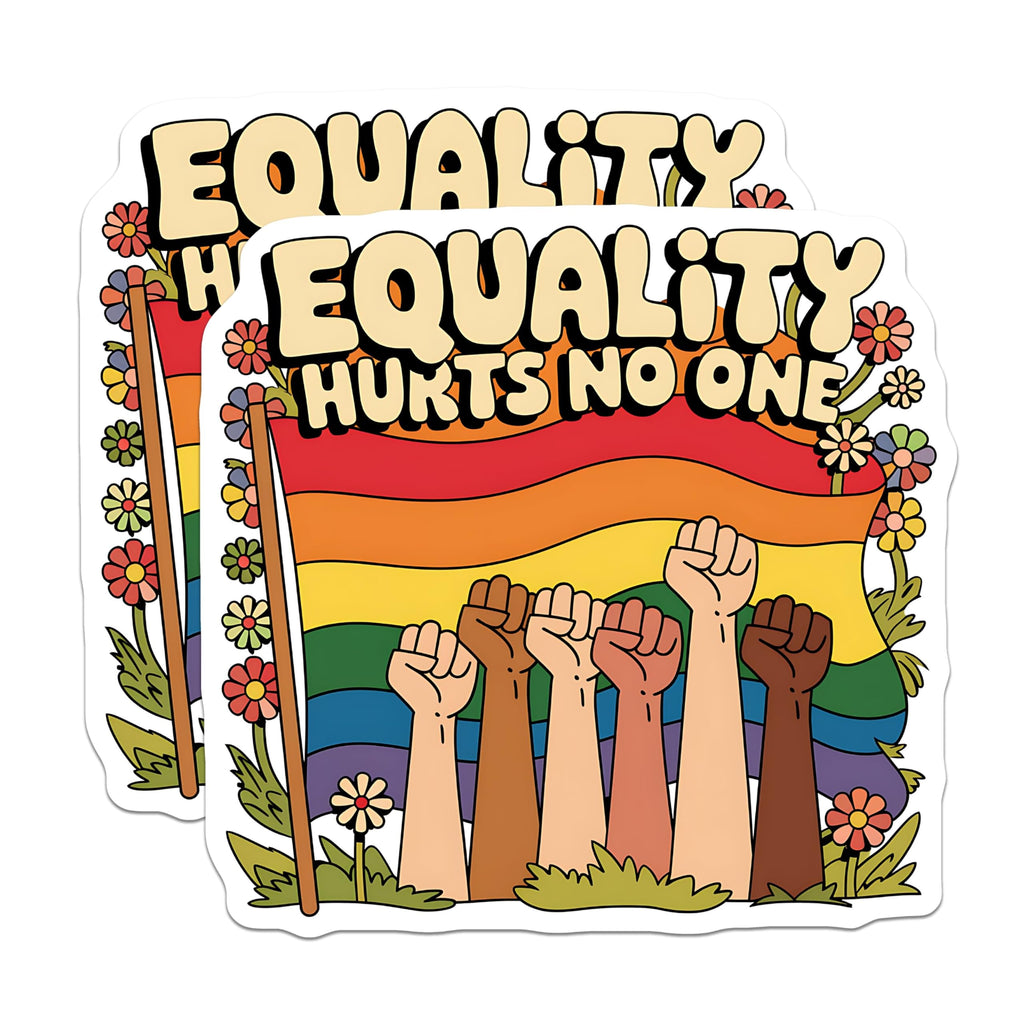 (2 Pack) Equality Hurts No One Magnets - Pride Magnets - Rainbow Flag Magnets - 5" On Longest Side - for Cars, Fridges, Toolboxes - Made in USA - MAG3895