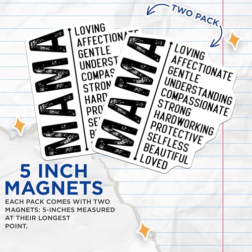 (2 Pack) Mama Loving Affectionate Gentle Magnets - Understanding Compassionate Strong - Hardworking Protective Selfless - 5" On Longest Side - for Cars, Fridges, Toolboxes - Made in USA - MAG7247