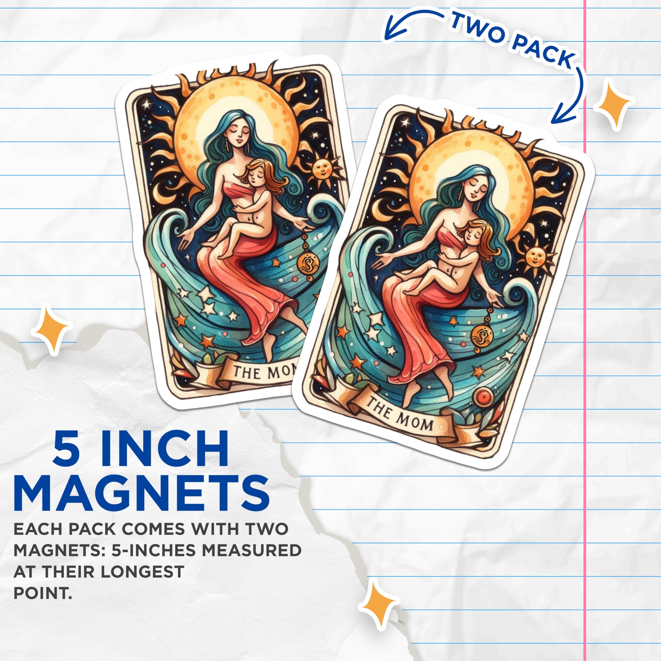 (2 Pack) The Mom Magnets - Mother Child Art - Cosmic Nurturing Home Decor - Divine Maternal Tarot - 5 Inches On Longest Side - Thick Durable Magnet - Made in USA - MAG22864