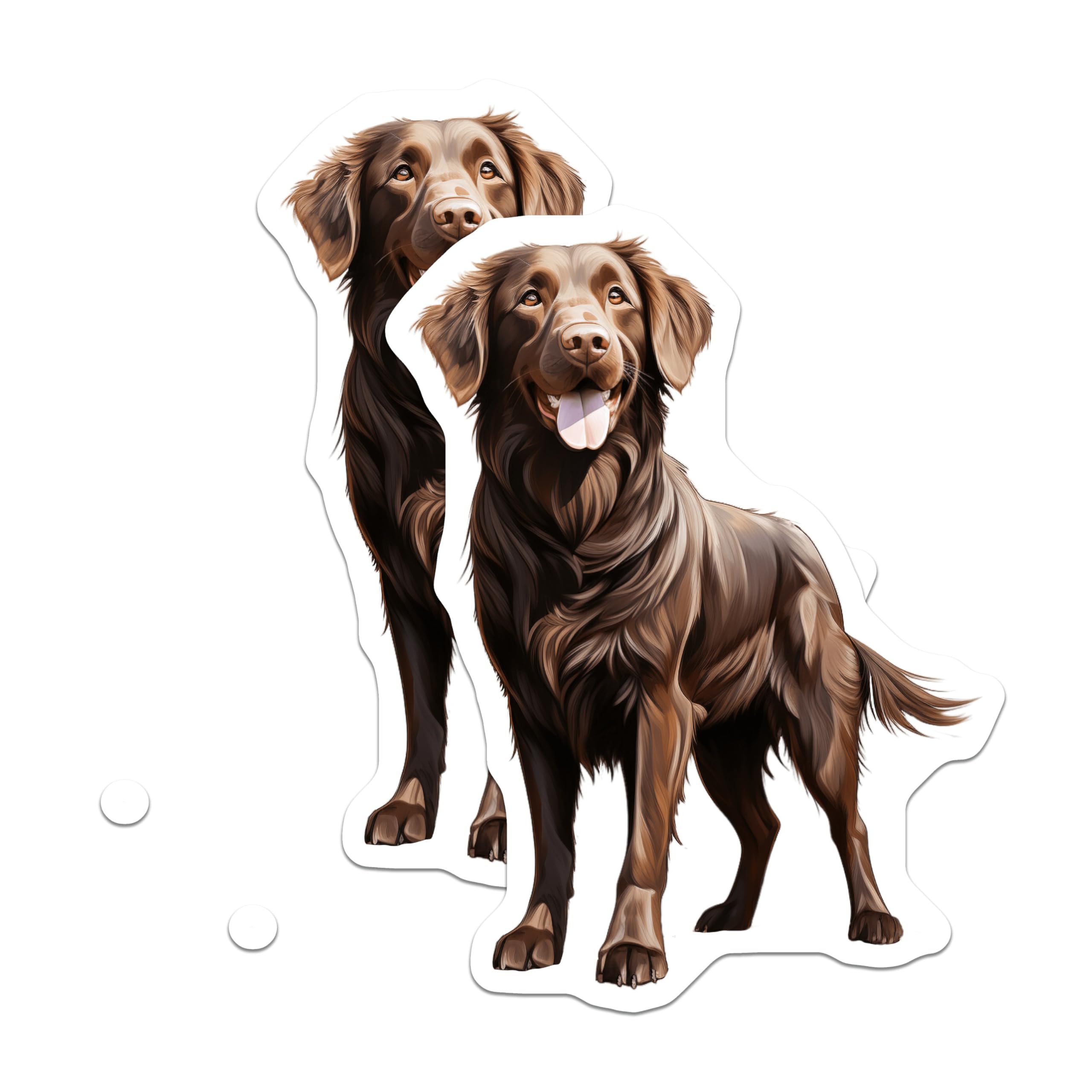 (2 Pack) Flat Coated Retriever Magnets - Brown Dog Art - Happy Pet Owner Fridge Decor - Dog Mom Dad Item - 5 Inches On Longest Side - Thick Durable Magnet - Made in USA - MAG28886