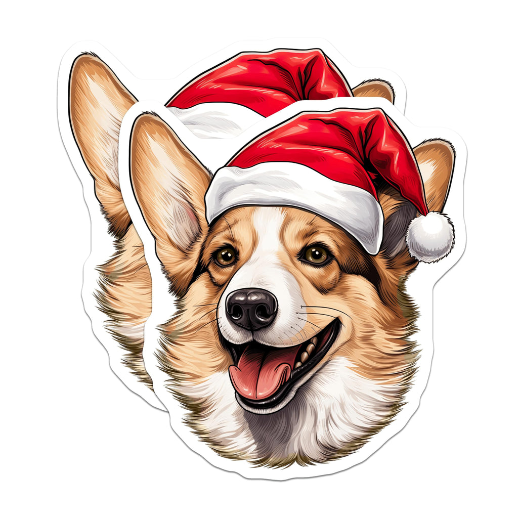 (2 Pack) Corgi Christmas Magnets - Santa Hat Dog Decor - Festive Pet Lovers Home Accent - 5 Inches On Longest Side - Thick Durable Magnet - Made in USA - MAG28756