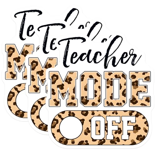 (3 Pack) Teacher Mode Off Decals - Leopard Print Decal - Educator Decal - 3 Inches On Longest Side - Easy Peel & Apply - Made in USA - 3MCS6812