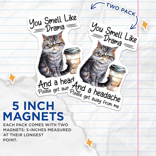 (2 Pack) Cat Meme Magnets - 5" On Longest Side - for Cars, Fridges, Toolboxes - Made in USA - MAG7727
