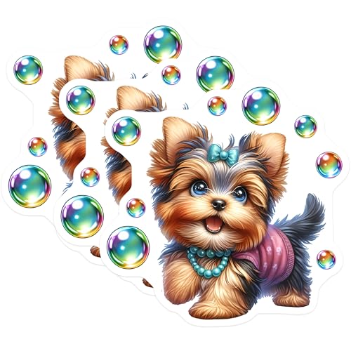 (3 Pack) Yorkie Dog Decals - Cute Puppy Stickers - Laptop Decals - 3 Inches On Longest Side - Easy Peel & Apply - Made in USA - 3MCS8382