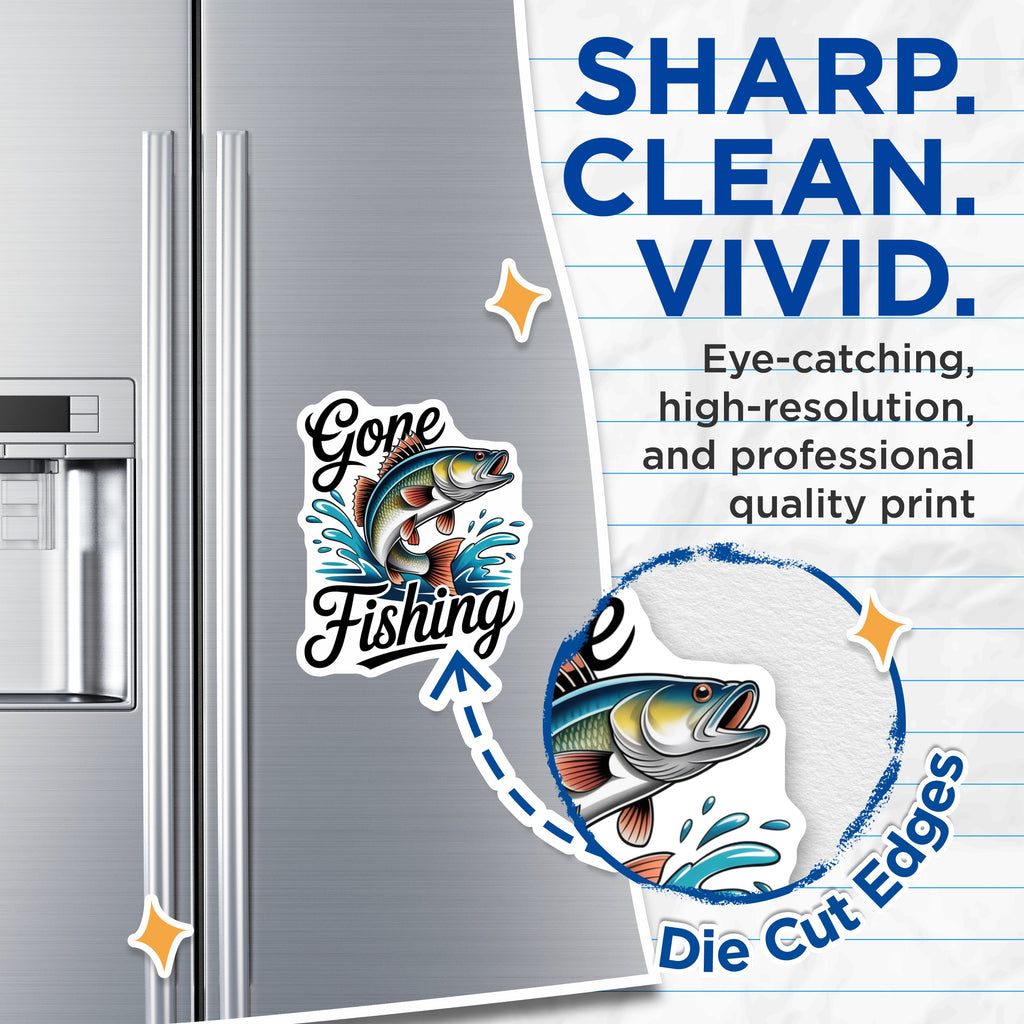 (2 Pack) Gone Fishing Magnets - Fishing Enthusiast - Angler Humor - Dad Fisherman Decor - Lake House Cabin Fridge - 5 Inches On Longest Side - Thick Durable Magnet - Made in USA - MAG39624