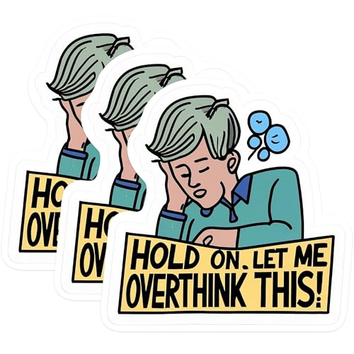 (3 Pack) Overthinking Decals - Funny Laptop Decal - Mental Health Stickers - 3 Inches On Longest Side - Easy Peel & Apply - Made in USA - 3MCS0555