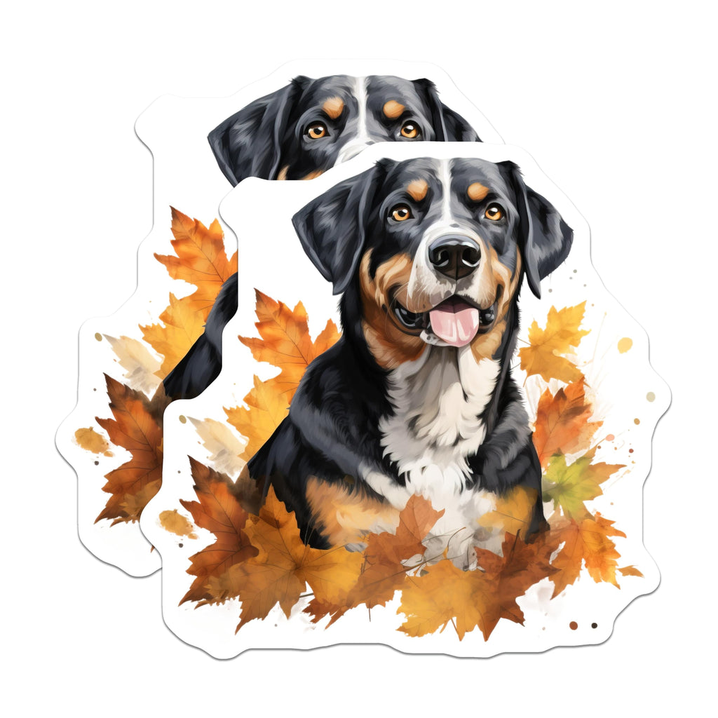 (2 Pack) Bernese Mountain Dog Magnets - Autumn Leaves Dog Art - Pet Owner Refrigerator Decor - 5 Inches On Longest Side - Thick Durable Magnet - Made in USA - MAG25039