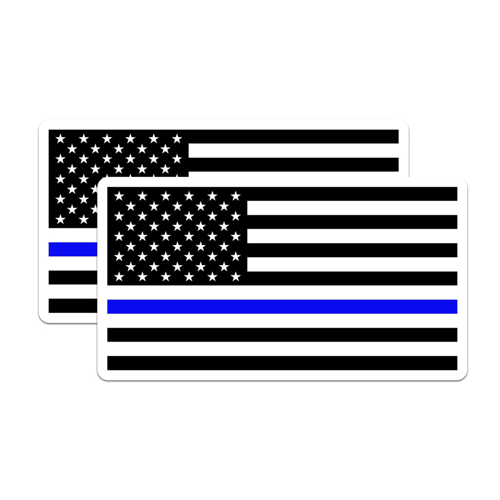(2 Pack) Thin Blue Line Magnets - Law Enforcement Support - American Flag Decal for Leo - 5 Inches On Longest Side - Thick Durable Magnet - Made in USA - MAG23241