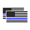 (2 Pack) Thin Blue Line Magnets - Law Enforcement Support - American Flag Decal for Leo - 5 Inches On Longest Side - Thick Durable Magnet - Made in USA - MAG23241