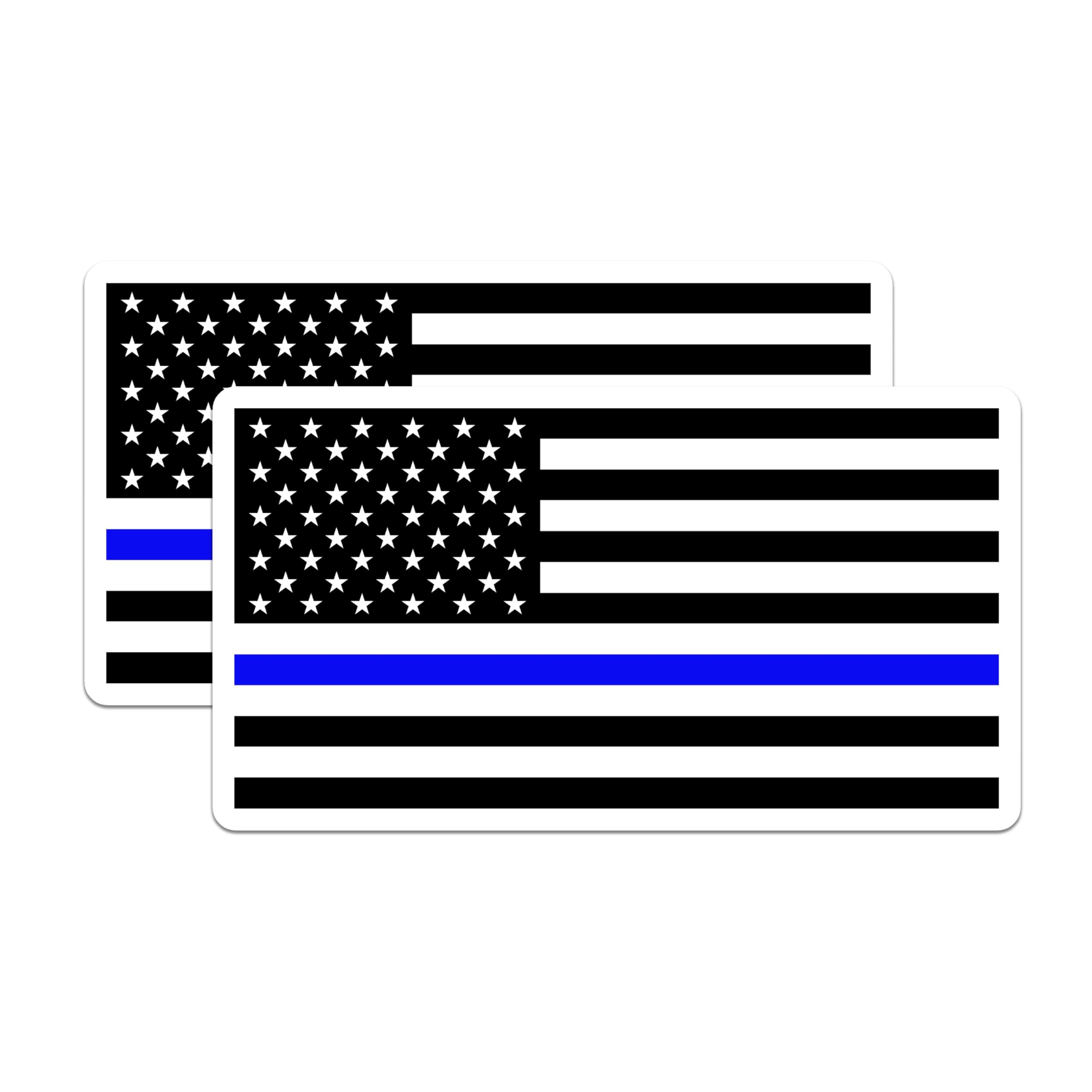 (2 Pack) Thin Blue Line Magnets - Law Enforcement Support - American Flag Decal for Leo - 5 Inches On Longest Side - Thick Durable Magnet - Made in USA - MAG23241