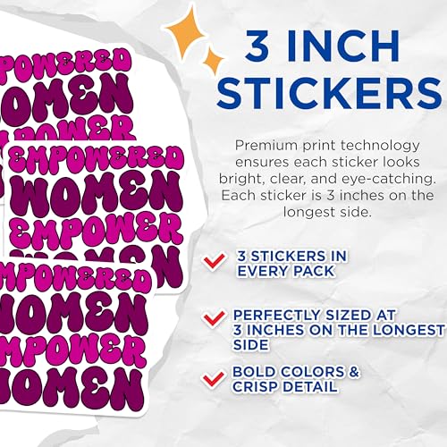 (3 Pack) Empowered Women Decals - Feminist Stickers - Girl Power Decor - 3 Inches On Longest Side - Easy Peel & Apply - Made in USA - 3MCS7104