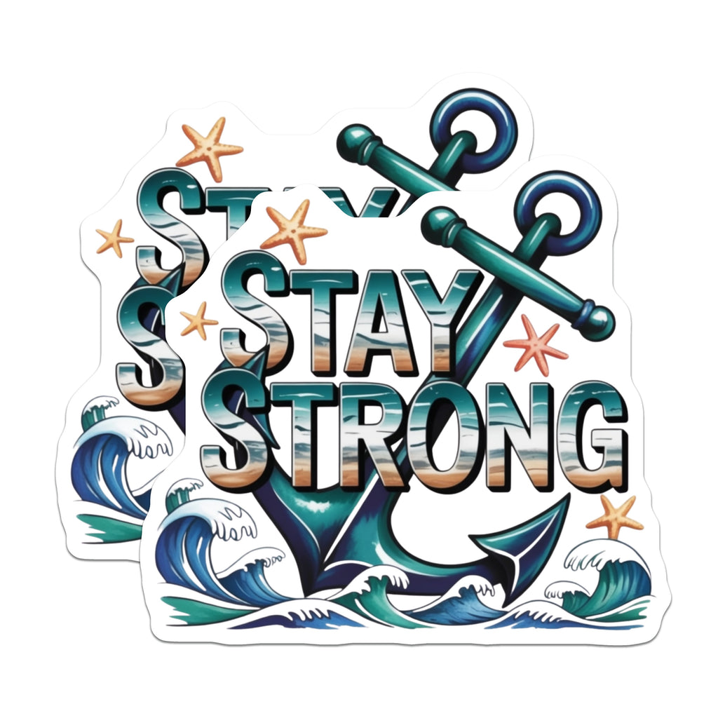 (2 Pack) Stay Strong Anchor Magnets - Nautical Ocean Beach Decor - Inspirational Refrigerator Accessories - 5 Inches On Longest Side - Thick Durable Magnet - Made in USA - MAG37852
