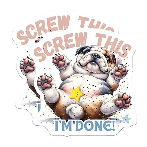 (2 Pack) Bulldog with Screw This I'm Done Magnets - Funny Bulldog Design - Cute Pet - Animal Humor - 5" On Longest Side - for Cars, Fridges, Toolboxes - Made in USA - MAG7118