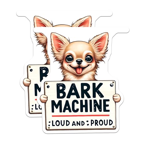 (2 Pack) Bark Machine Magnets - Loud and Proud Chihuahua Magnets - Cute Dog Kitchen Magnets - Pet Lover Magnets - 5" On Longest Side - for Cars, Fridges, Toolboxes - Made in USA - MAG3733