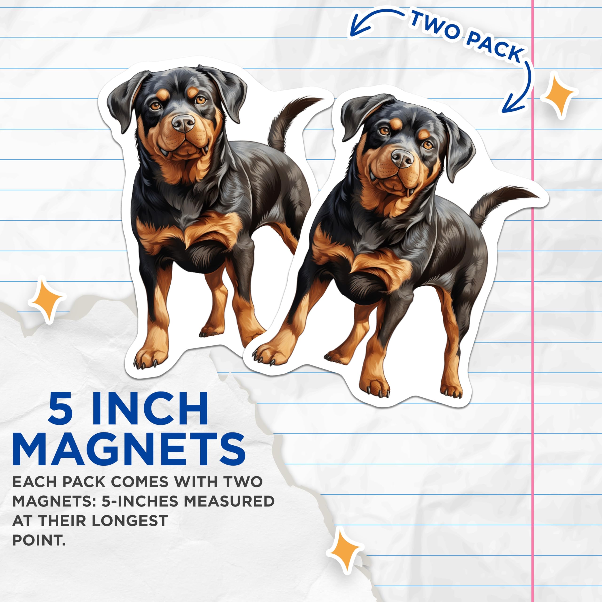 (2 Pack) Rottweiler Dog Magnets - Loyal Companion Fridge Decor - Dog Mom Pet Lover Kitchen Decor Magnets - 5 Inches On Longest Side - Thick Durable Magnet - Made in USA - MAG25694