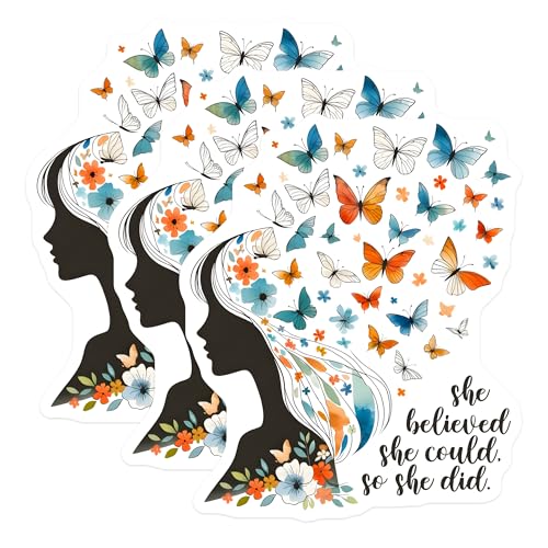 (3 Pack) Butterfly Decals - Motivational Quote - Laptop Decal - Girl Power Decals - 3 Inches On Longest Side - Easy Peel & Apply - Made in USA - 3MCS2004