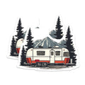 (2 Pack) Vintage Camper Magnets - RV Travel Aesthetic - Mountain Pine Tree - Outdoor Adventure Enthusiast - 5 Inches On Longest Side - Thick Durable Magnet - Made in USA - MAG38617