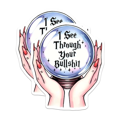 (2 Pack) I See Through Your BS Magnets - Funny Crystal Ball - 5" On Longest Side - for Cars, Fridges, Toolboxes - Made in USA - MAG7512