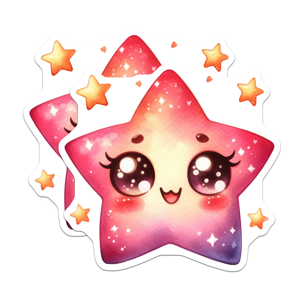 (2 Pack) Kawaii Star Magnets - Cute Celestial Fridge Decor - Smiling Star Locker Accessory - 5 Inches On Longest Side - Thick Durable Magnet - Made in USA - MAG38912