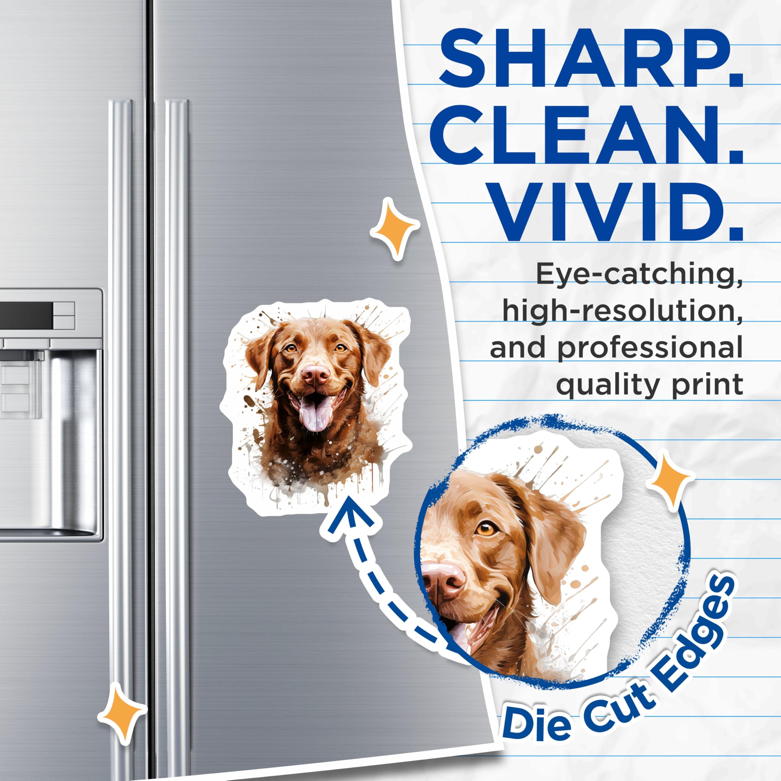 (2 Pack) Chocolate Labrador Magnets - Happy Dog Art - Retriever Dog Owner Decor - 5 Inches On Longest Side - Thick Durable Magnet - Made in USA - MAG27868