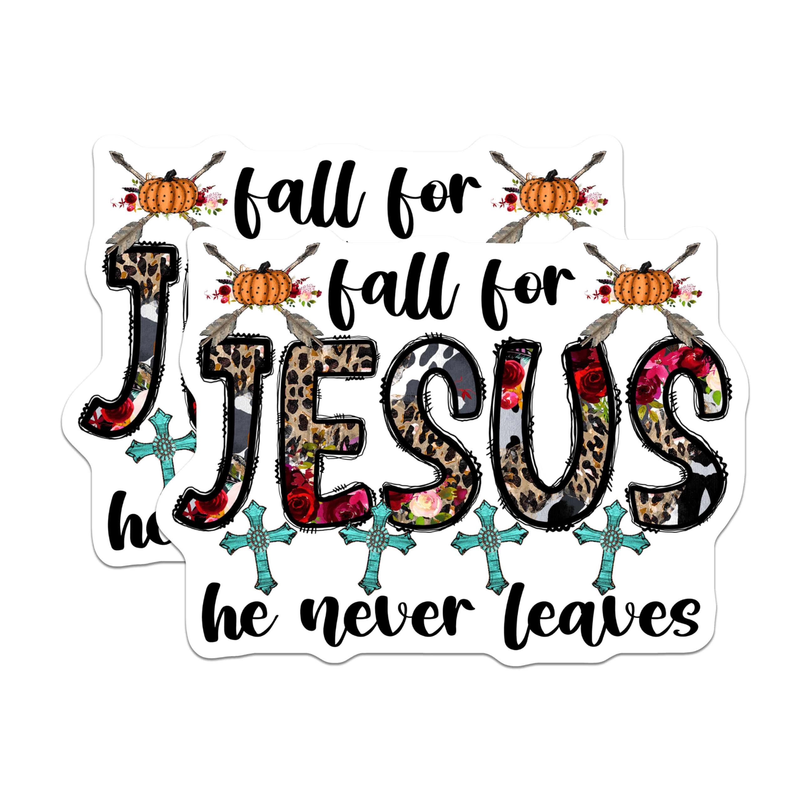 (2 Pack) Fall for Jesus Refrigerator Magnets - Christian Faith Decor - Autumn Inspirational Magnets - 5 Inches On Longest Side - Thick Durable Magnet - Made in USA - MAG29851