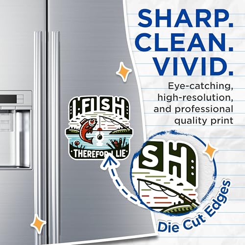 (2 Pack) Fish Therefore I Lie Magnets - Funny Fishing Magnets - Fishing Enthusiast Decor Magnets- 5" On Longest Side - for Fridges, Toolboxes, Cars - Made in USA - MAG2622