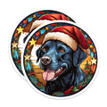 (2 Pack) Black Lab Christmas Magnets - Dog Santa Hat Decor - Festive Pet Owner Home Magnets - Holiday Fridge Decor - 5 Inches On Longest Side - Thick Durable Magnet - Made in USA - MAG29400