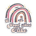 (2 Pack) Good Vibes Tribe Stickers - Positive Affirmation Sticker - Motivational Rainbow Sticker - 5" On Longest Side - Sticks to Smooth Flat Surfaces - Made in USA - BMCS4694