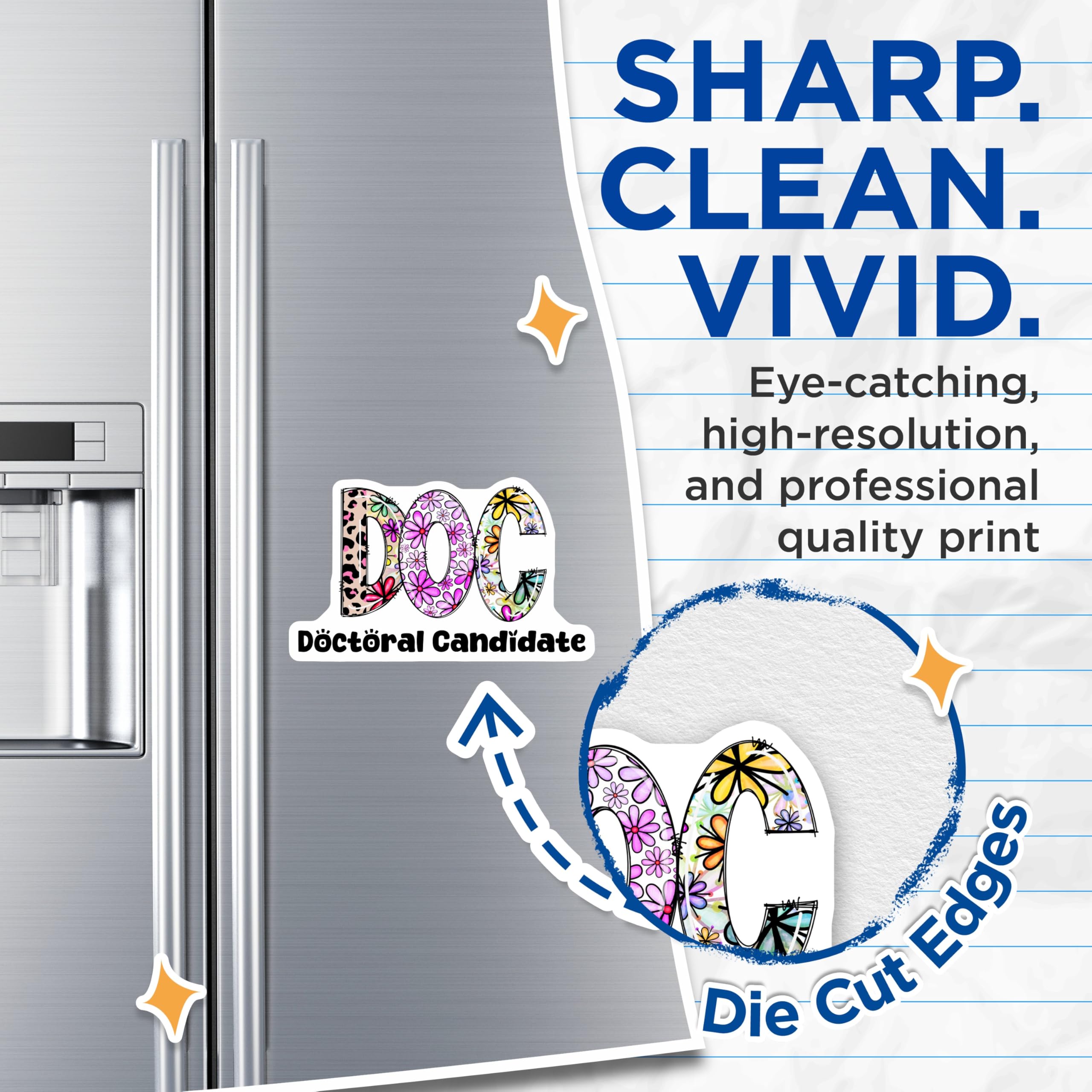 (2 Pack) Doctoral Candidate Magnets - Graduation - New Doctor - Floral Design - 5" On Longest Side - Premium Magnet - for Cars, Refrigerators, Toolboxes, Lockers - Made in USA - MAG15970