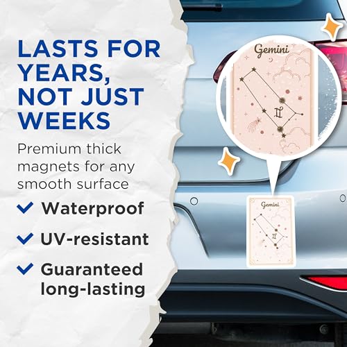 (2 Pack) Star Sign Gemini Decal Magnet - 5" On Longest Side - Sticks to Smooth Flat Surfaces - Made in USA - MAG9573