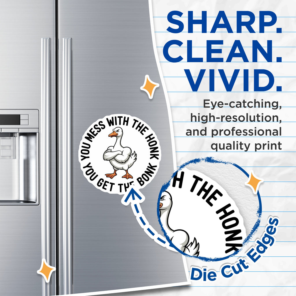 (2 Pack) Goose Honk Bonk Magnets - Funny Animal Refrigerator - Sarcastic Meme Kitchen Decor - 5 Inches On Longest Side - Thick Durable Magnet - Made in USA - MAG39826