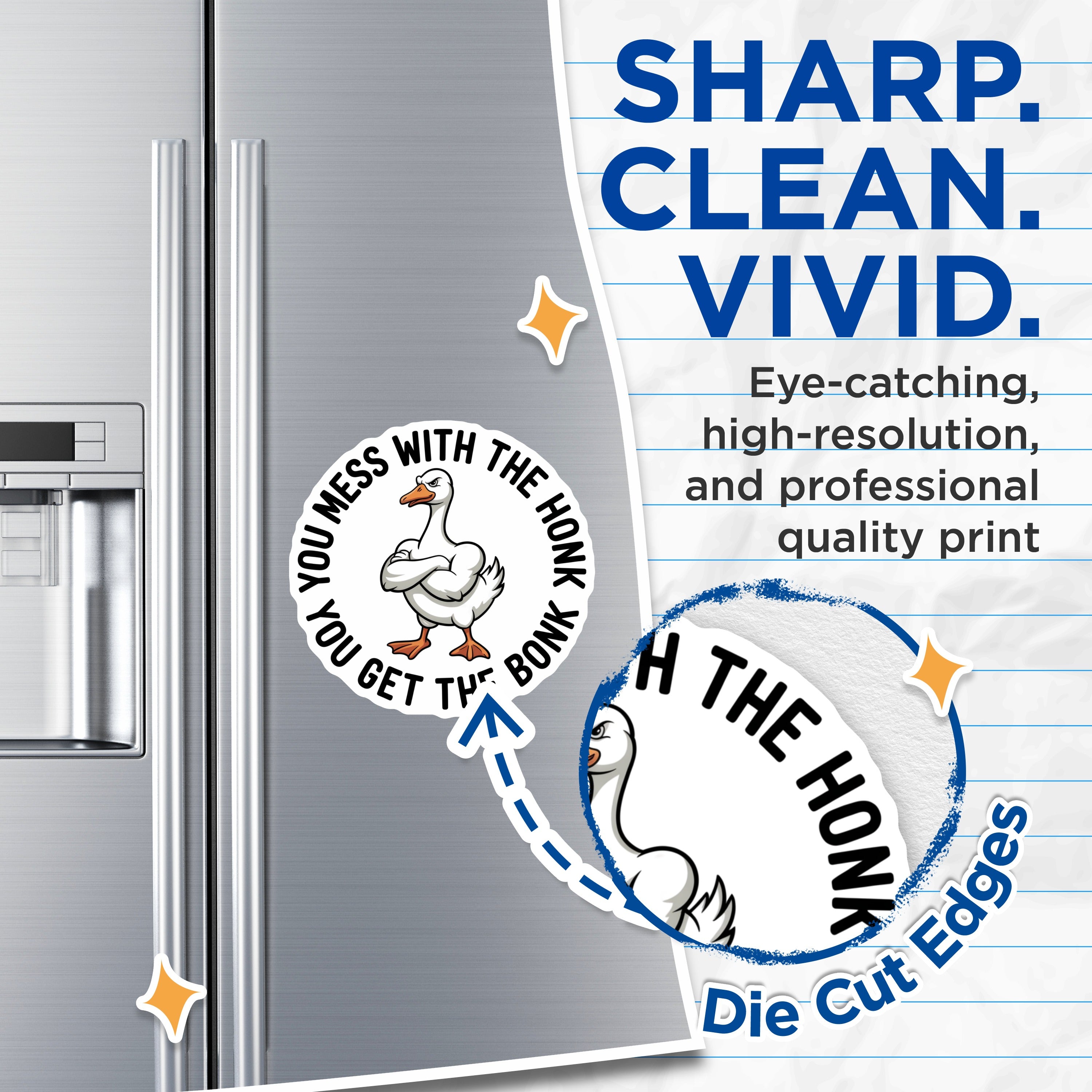 (2 Pack) Goose Honk Bonk Magnets - Funny Animal Refrigerator - Sarcastic Meme Kitchen Decor - 5 Inches On Longest Side - Thick Durable Magnet - Made in USA - MAG39826