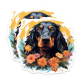 (2 Pack) Gordon Setter Magnets - Floral Dog Art Decor - Pet Lover Kitchen Accessories - 5 Inches On Longest Side - Thick Durable Magnet - Made in USA - MAG28018