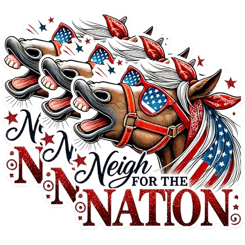 (3 Pack) Patriotic Horse Decals - USA Pride Decals - Laptop Decals - 3 Inches On Longest Side - Easy Peel & Apply - Made in USA - 3MCS1532