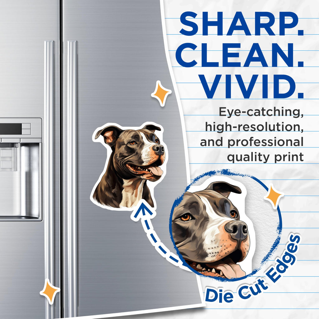 (2 Pack) Pitbull Dog Magnets - Dog Lover Refrigerator Art - Pet Owner Appliance Decor - Animal Breed Display - 5 Inches On Longest Side - Thick Durable Magnet - Made in USA - MAG30552