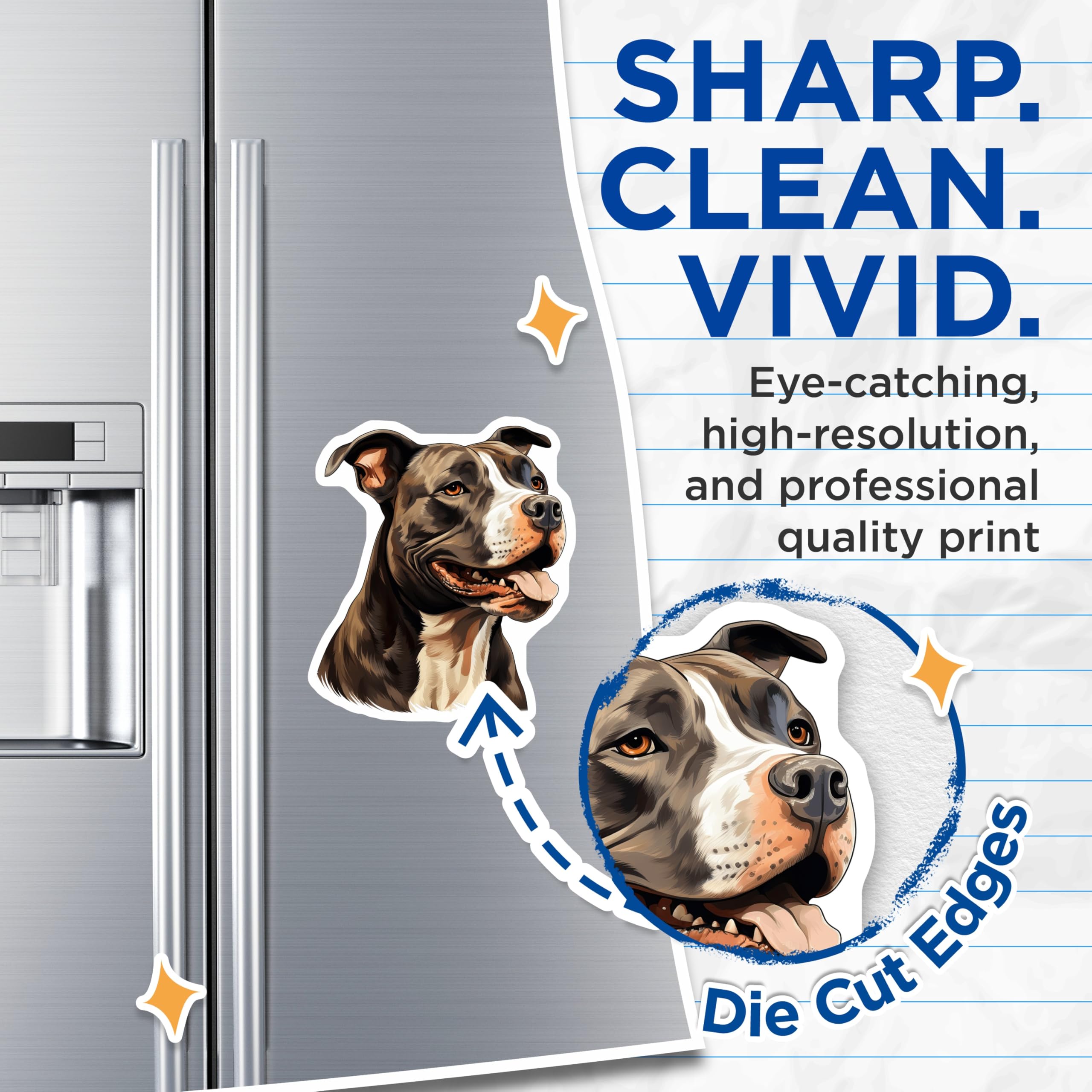 (2 Pack) Pitbull Dog Magnets - Dog Lover Refrigerator Art - Pet Owner Appliance Decor - Animal Breed Display - 5 Inches On Longest Side - Thick Durable Magnet - Made in USA - MAG30552