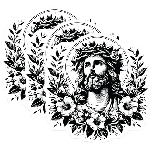 (3 Pack) Jesus Christ Decals - Crown of Thorns - Religious Decals - 3 Inches On Longest Side - Easy Peel & Apply - Made in USA - 3MCS6078