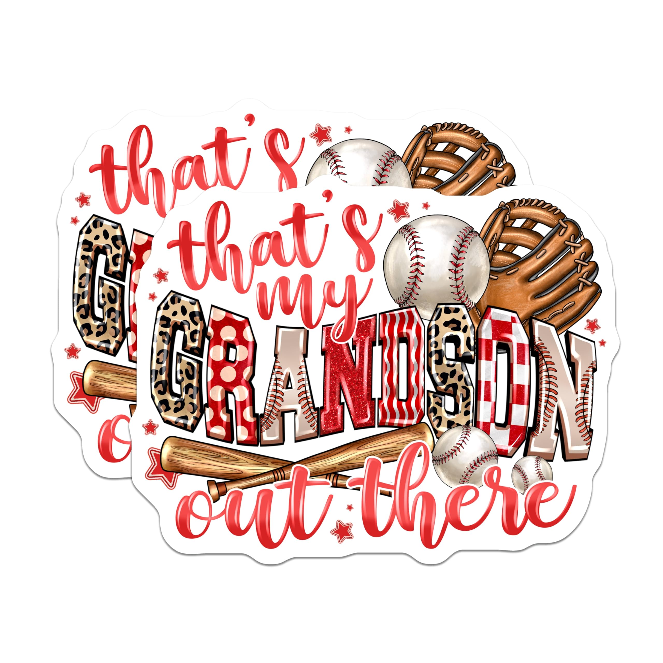 (2 Pack) Baseball Grandson Magnets - Proud Grandparent Game Day - Grandma Baseball Fan Sports - 5 Inches On Longest Side - Thick Durable Magnet - Made in USA - MAG25975