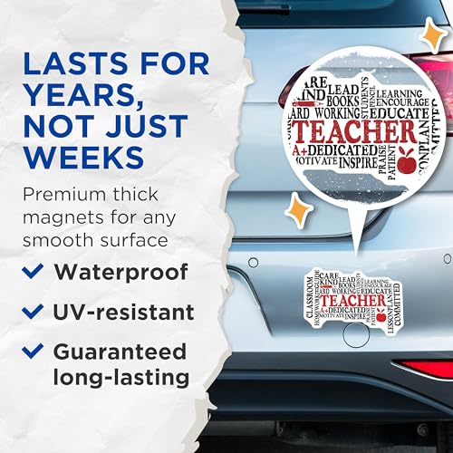 (2 Pack) Teacher Appreciation Magnets - Classroom Decor Magnets - Inspirational Quotes Magnets for Teachers - 5" On Longest Side - for Cars, Refrigerators, Toolboxes, Lockers - Made in USA BMCS3097