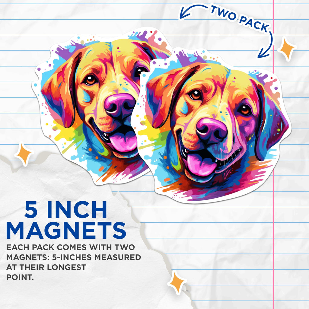 (2 Pack) Labrador Retriever Dog Breed Magnets - 5 Inches On Longest Side - Choose from Over 100 Dog Breeds - for Cars, Refrigerators, Toolboxes - Made in USA - MAG1891