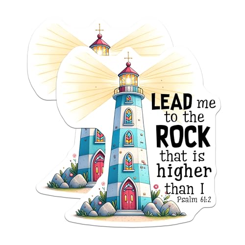 (2 Pack) Lighthouse Design Stickers - Inspirational Quotes - Christian Faith - 5" On Longest Side - Sticks to Smooth Flat Surfaces - Made in USA - BMCS8093