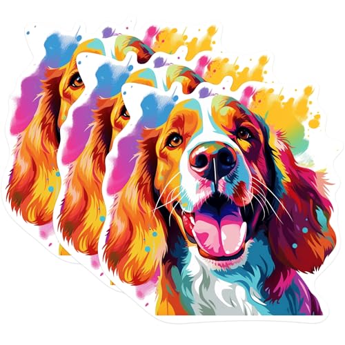 (3 Pack) Springer Spaniel Decals - Dog Breed Art - Colorful Pet Decal - 3 Inches On Longest Side - Easy Peel & Apply - Made in USA - 3MCS0849