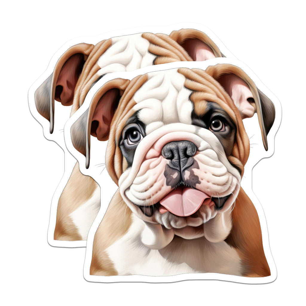 (2 Pack) Adorable Bulldog Magnets - Cute Puppy Dog Decor - Pet Lover Refrigerator Accent - 5 Inches On Longest Side - Thick Durable Magnet - Made in USA - MAG25866
