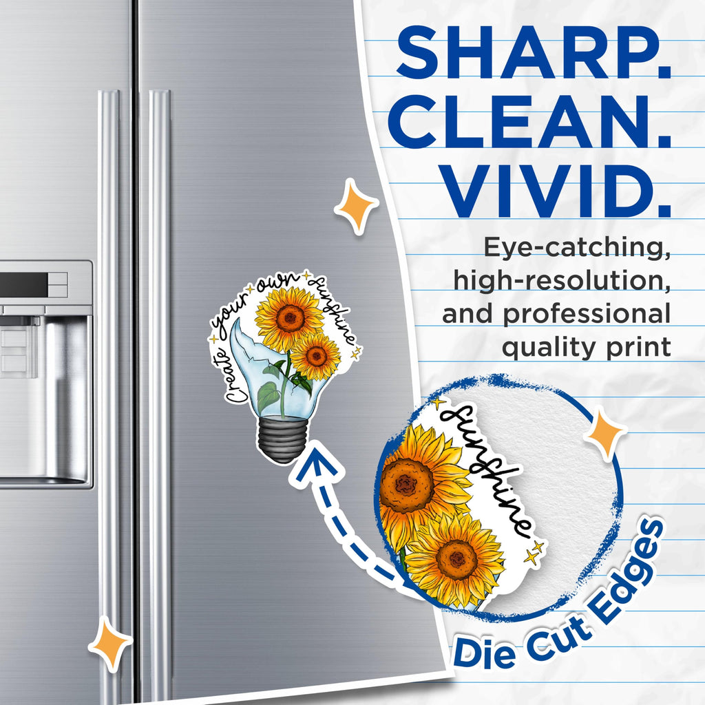 (2 Pack) Inspirational Sunflowers Magnets - Create Your Own Sunshine Magnets - Positive Quote Decor Magnets- 5" On Longest Side - for Fridges, Toolboxes, Cars - Made in USA - MAG2883