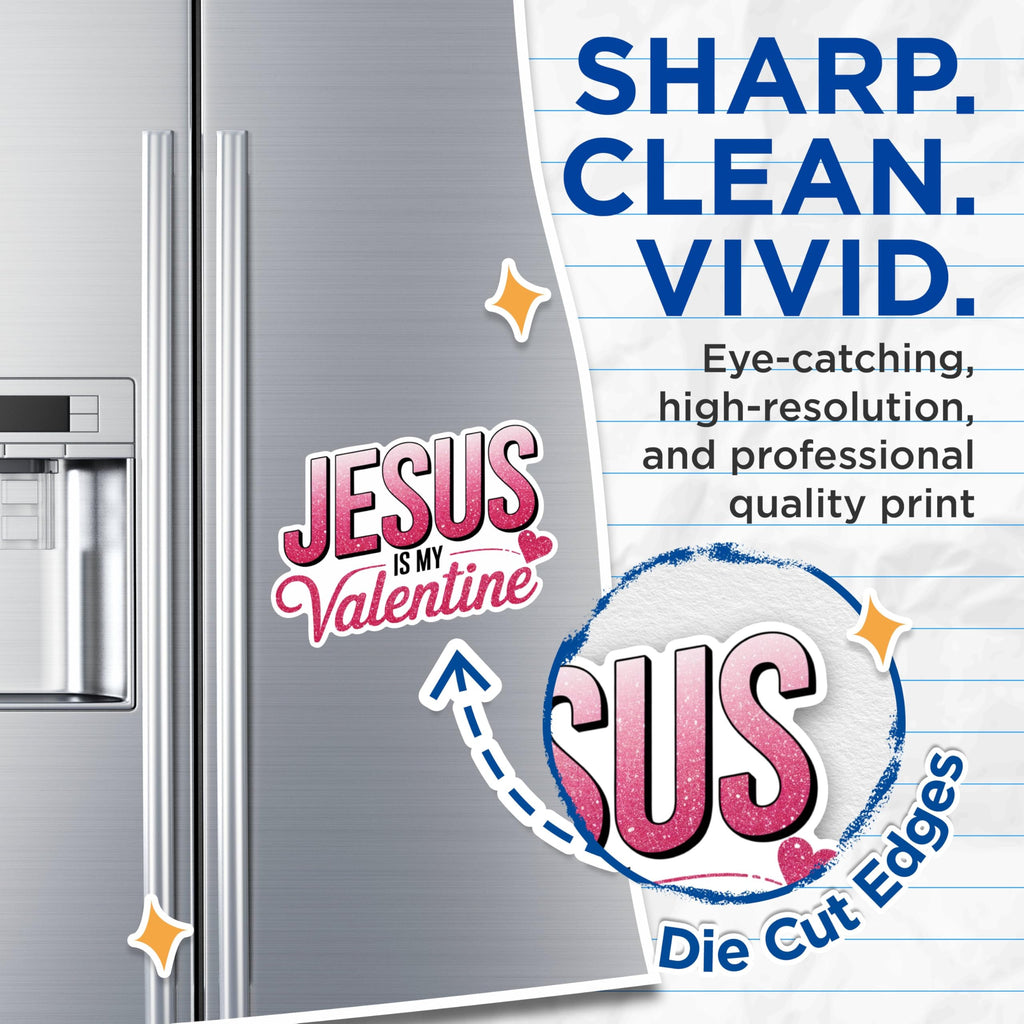 (2 Pack) Jesus is My Valentine Magnets - Religious Love Magnets - Faith-Based Valentine Decor- 5" On Longest Side - for Fridges, Toolboxes, Cars - Made in USA - MAG2985