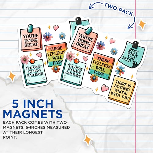 (2 Pack) Motivational Quotes Magnets - Positive Affirmations Magnets - Uplifting Inspirational Magnets Set - 5" On Longest Side - for Cars, Refrigerators, Toolboxes, Lockers - Made in USA BMCS3246