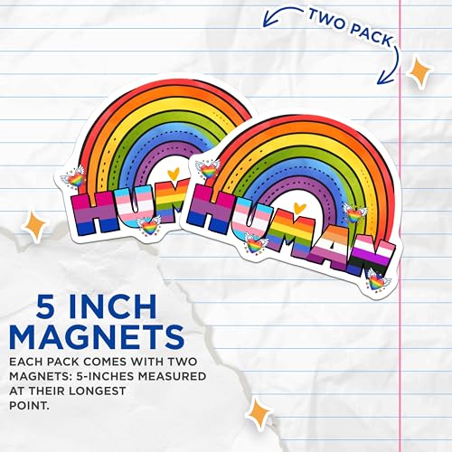 (2 Pack) Human Pride Magnets - 5" On Longest Side - for Cars, Fridges, Toolboxes - Made in USA - MAG8265
