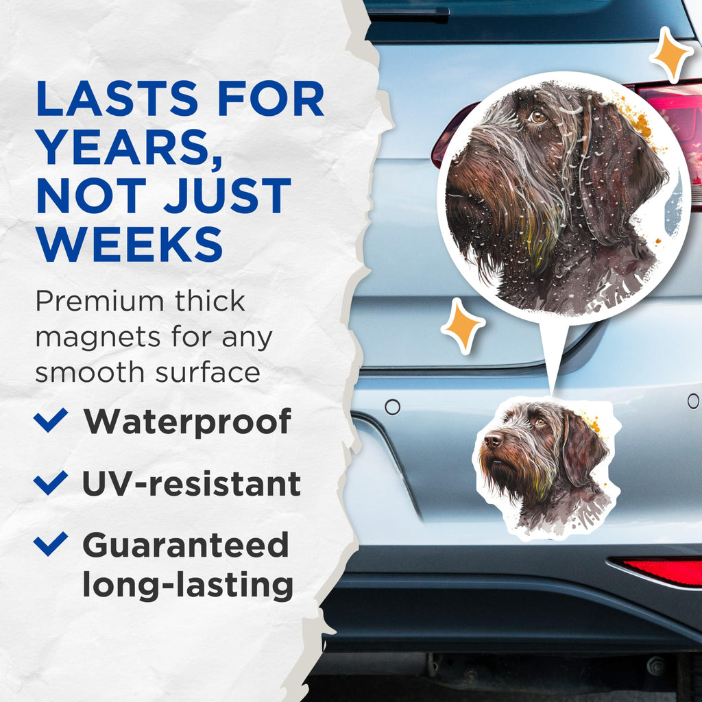 (2 Pack) Wirehaired Pointing Griffon Magnets - Dog Breed Art - Pet Lover Decor for Fridge Home - 5 Inches On Longest Side - Thick Durable Magnet - Made in USA - MAG28484