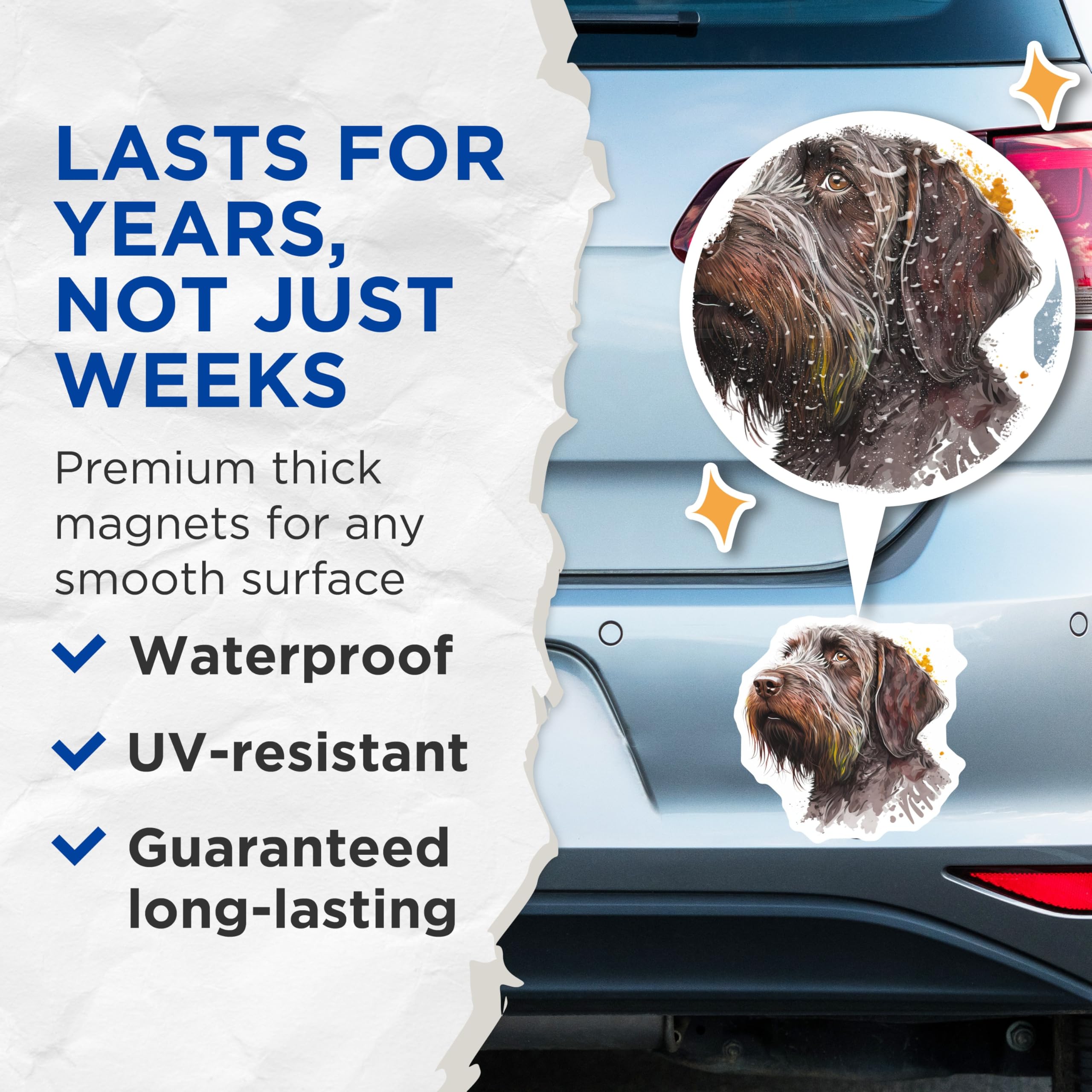 (2 Pack) Wirehaired Pointing Griffon Magnets - Dog Breed Art - Pet Lover Decor for Fridge Home - 5 Inches On Longest Side - Thick Durable Magnet - Made in USA - MAG28484