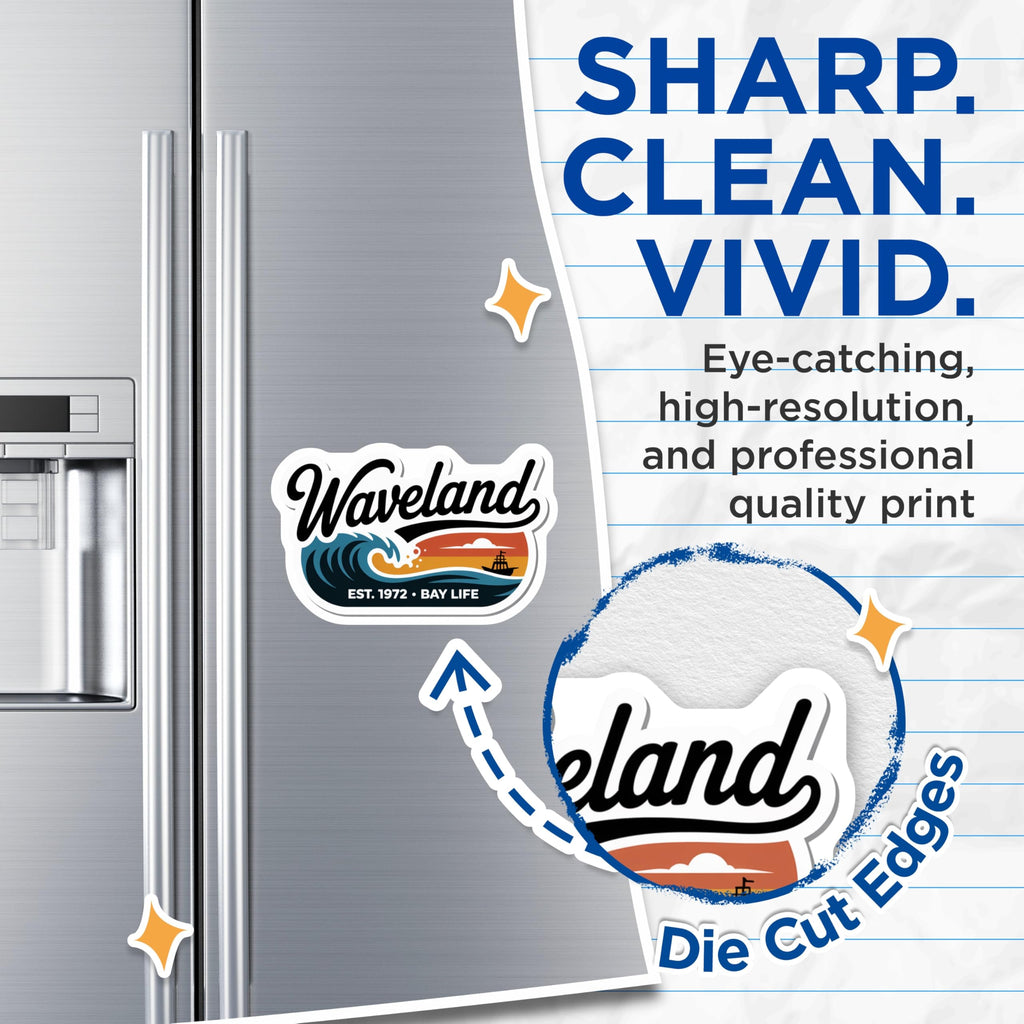 (2 Pack) Waveland Magnets - Nautical Theme Magnets - Bay Life Decor Magnet - 5" On Longest Side - Premium Magnet - for Cars, Refrigerators, Toolboxes, Lockers - Made in USA - MAG17433